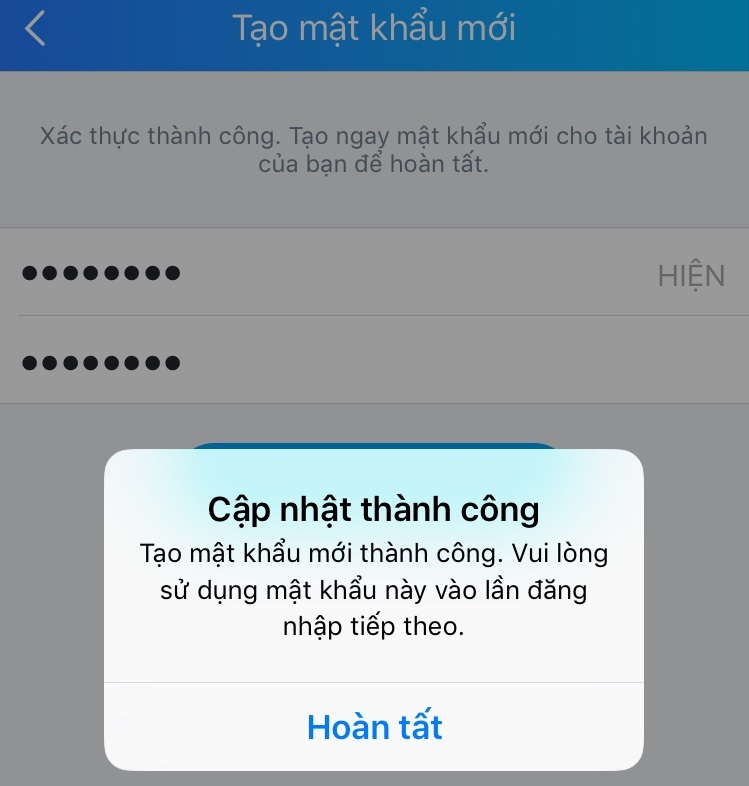 Như vậy, là đã đổi mật khẩu thành công 