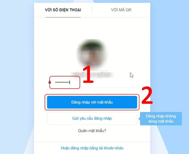 Đăng nhập với mật khẩu hoặc mã QR