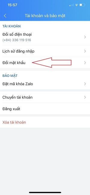 Vào đổi mật khẩu