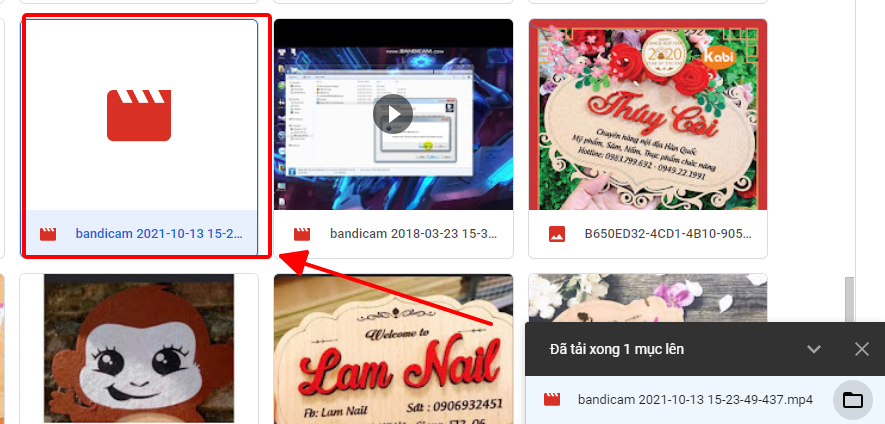 video được tải thành công trên GG drive