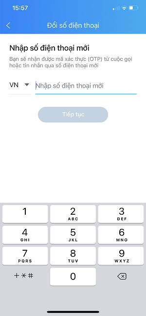 Nhập số điện thoại để thay đổi mật khẩu