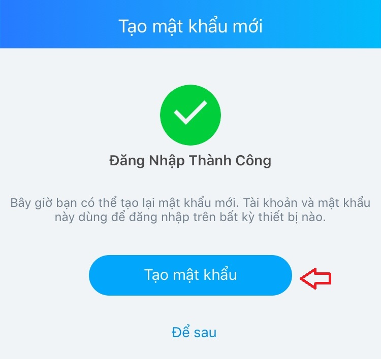 Tạo mật khẩu mới 