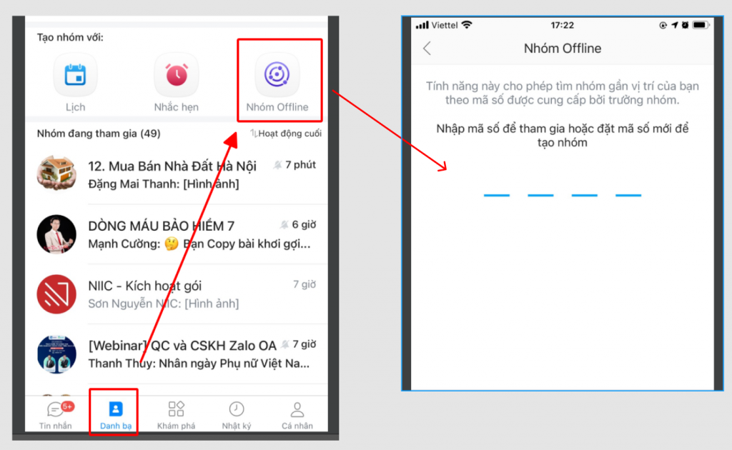 tìm nhóm trên zalo theo mã số Offline