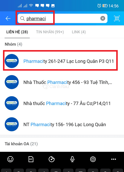 tìm kiếm tên nhóm trên zalo đã mở ẩn