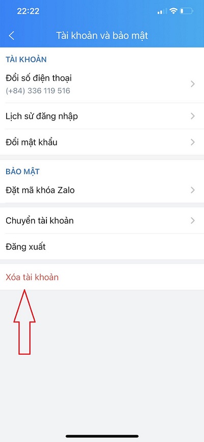 Xoá tài khoản